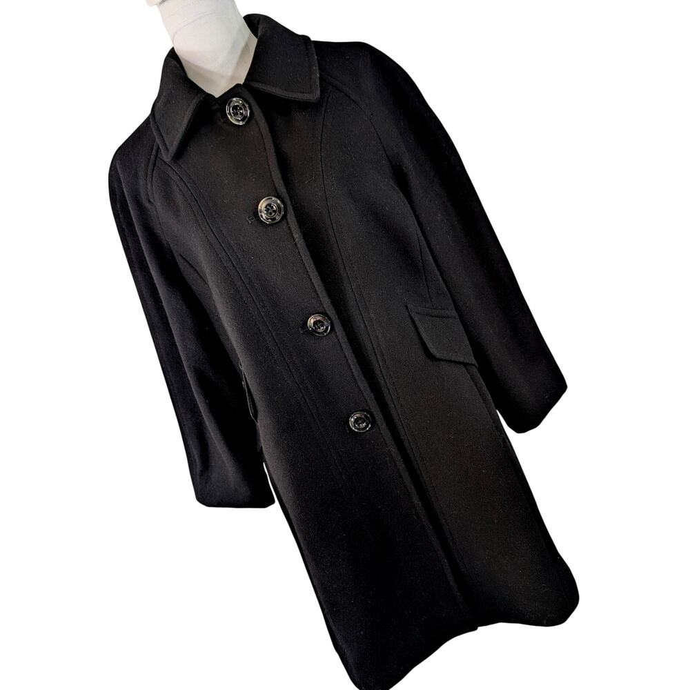 NWOT! LONDON FOG! RICH, SATURATED BLACK FINE WOOL BLEND, WIDE COLLAR COAT! SZ L